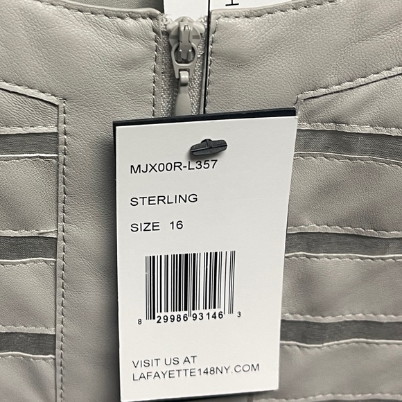 Brand New Lafayette light grey short Leather jacket with mesh strips. Sz 16 - Picture 6 of 6